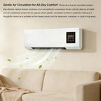 Wall Mount AC Heater Combo, 1500W Quiet Fan for Bedroom and Office, Smart Remote Control with 24H Timer, Portable Cooling and Heating Unit for Year-Round Comfort