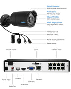 REOLINK 8CH 5MP PoE Security Camera System RLK8-410B4-5MP Black