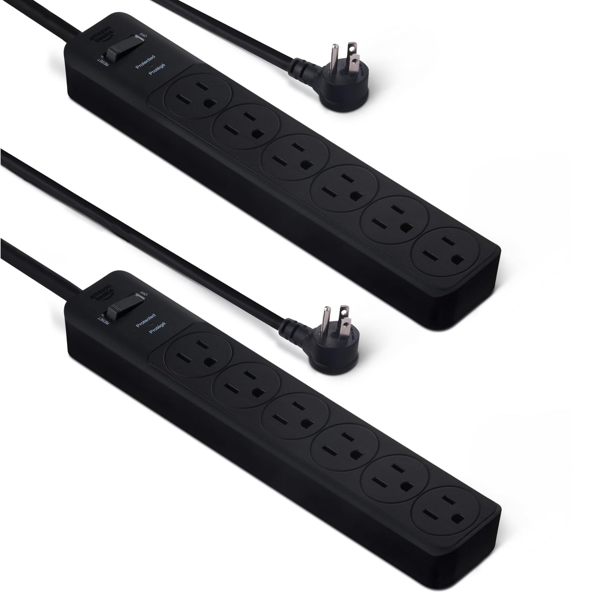 Amazon Basics 6-Outlet Surge Protector Power Strip with 200J Protection, Circuit Breaker, 2ft Extension Cord, White, 20-Pack