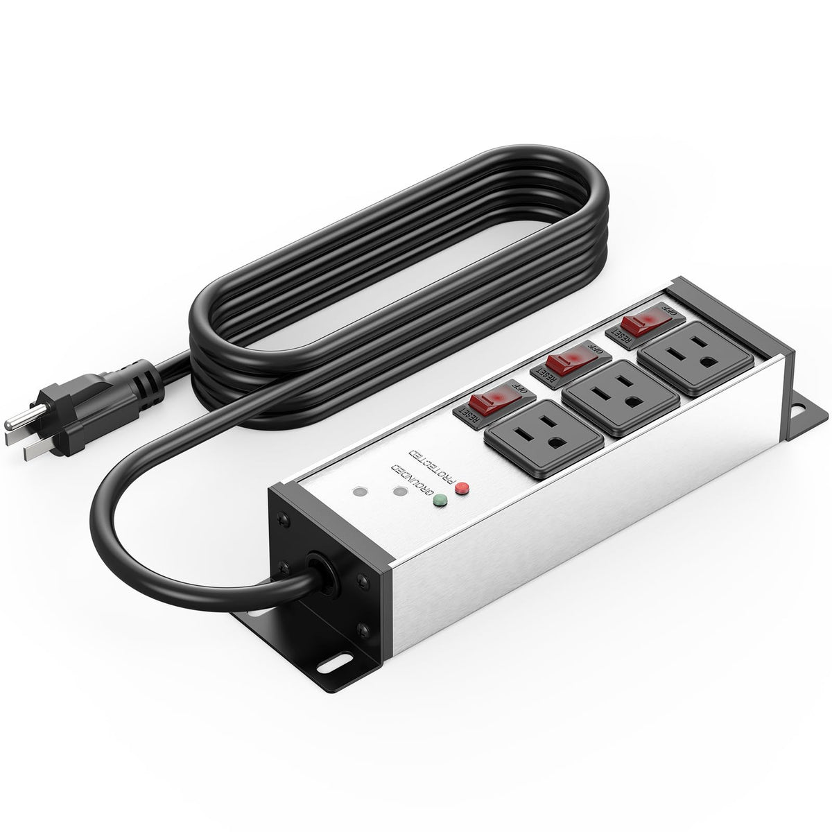 CCCEI 3 Outlets Heavy Duty Surge Protector, 12 Gauge, Black, 4FT, 4