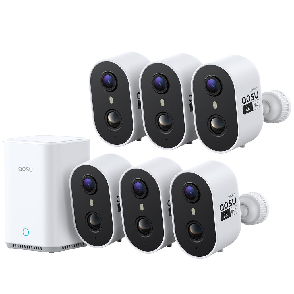 aosu 2K Battery Security Cameras Wireless Outdoor System, 4-Cam-Kit