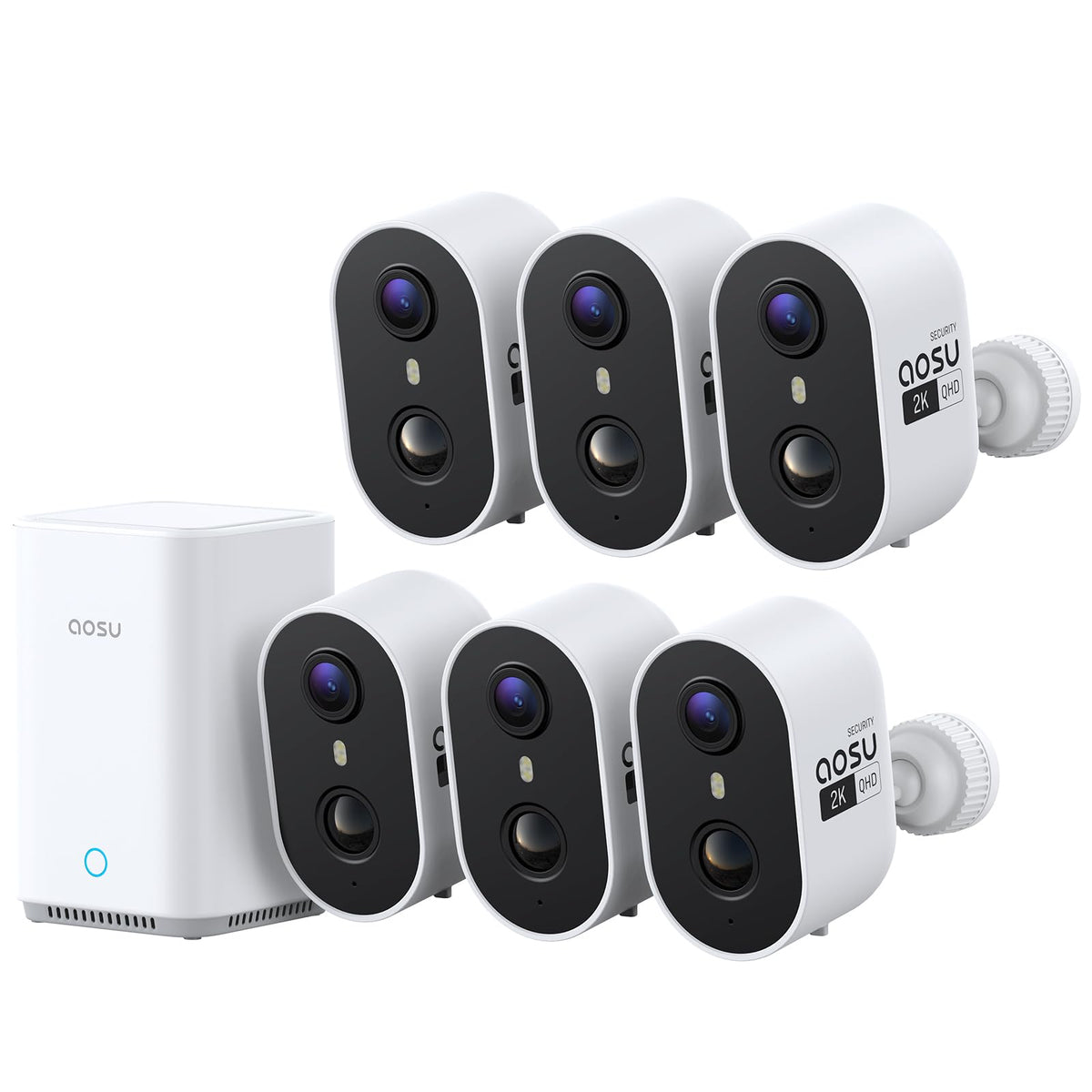 aosu 2K Battery Security Cameras Wireless Outdoor System, 4-Cam-Kit