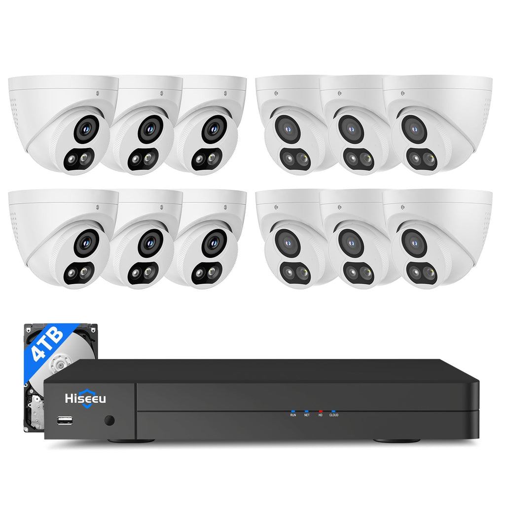 Hiseeu 4K Security Camera System, 8 Pcs 8MP PoE Cameras