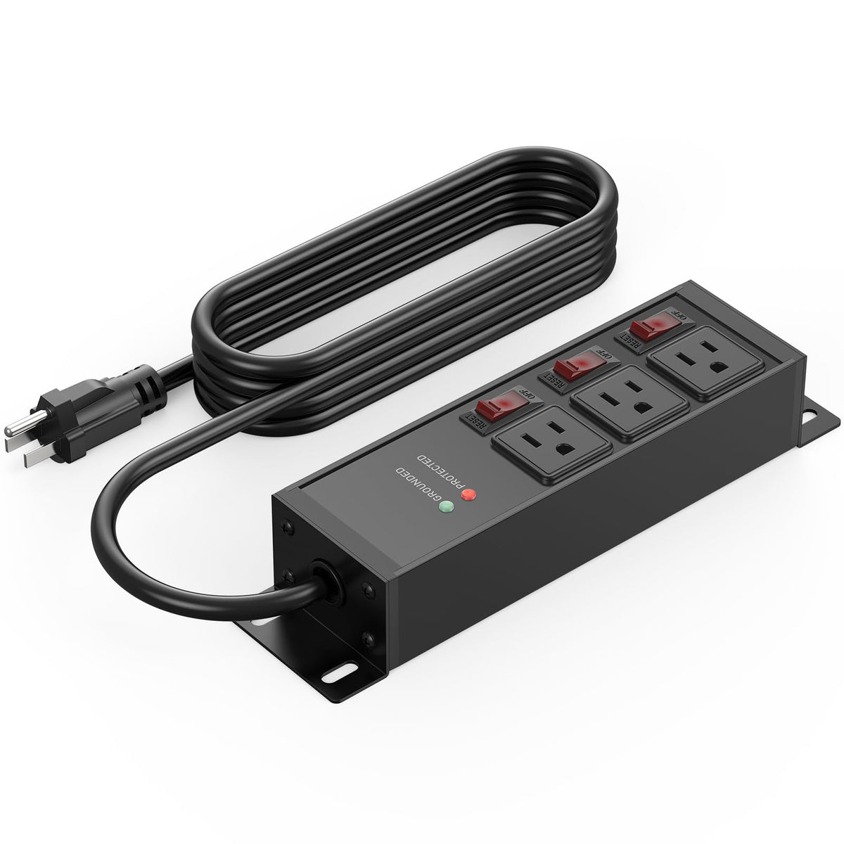 CCCEI 3 Outlets Heavy Duty Surge Protector, 12 Gauge, Black, 4FT, 4