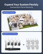 ANNKE 5MP 10CH Wireless Security Camera System, 8pcs PT IP Cameras, 1TB HDD