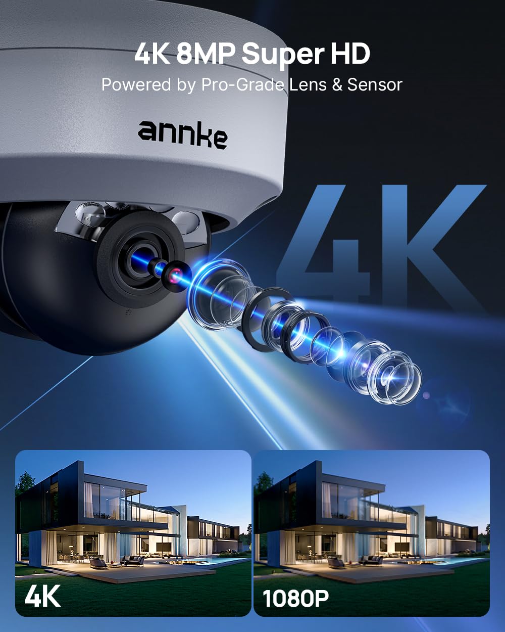 ANNKE 16 Channel Security Camera System 4K PoE, Color Night Vision, 4TB HDD