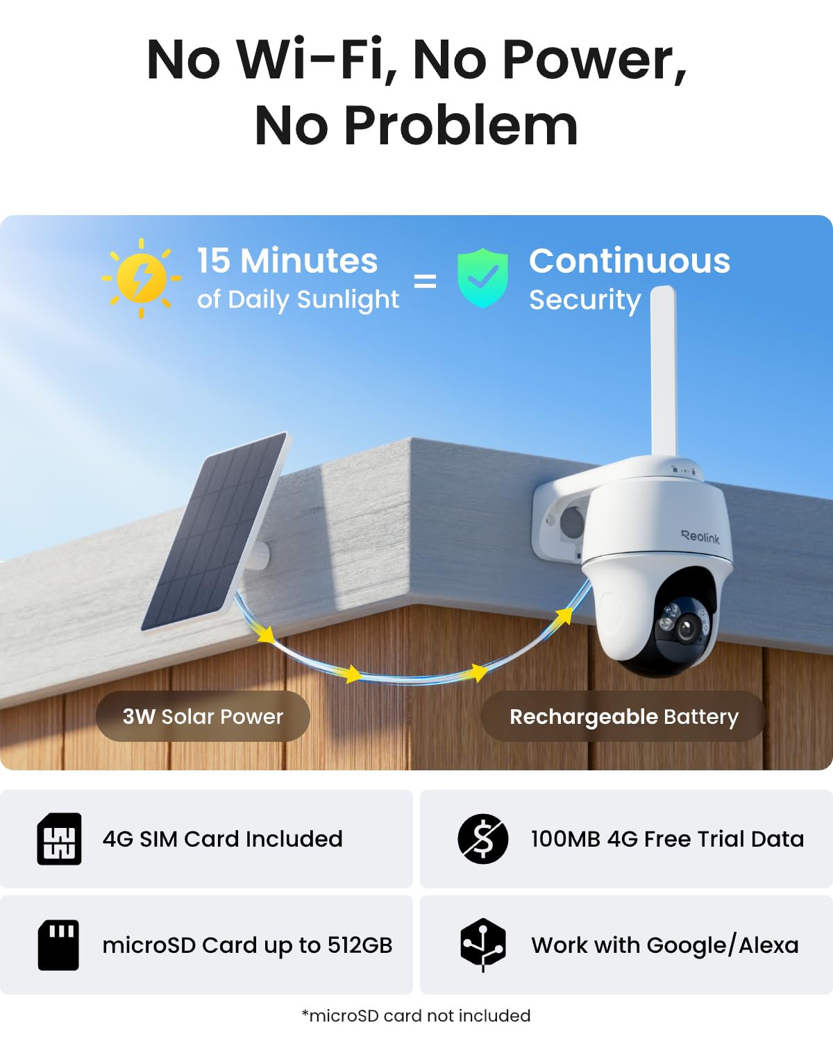 REOLINK 2K+ 4G LTE Cellular Security Camera Wireless Outdoor
