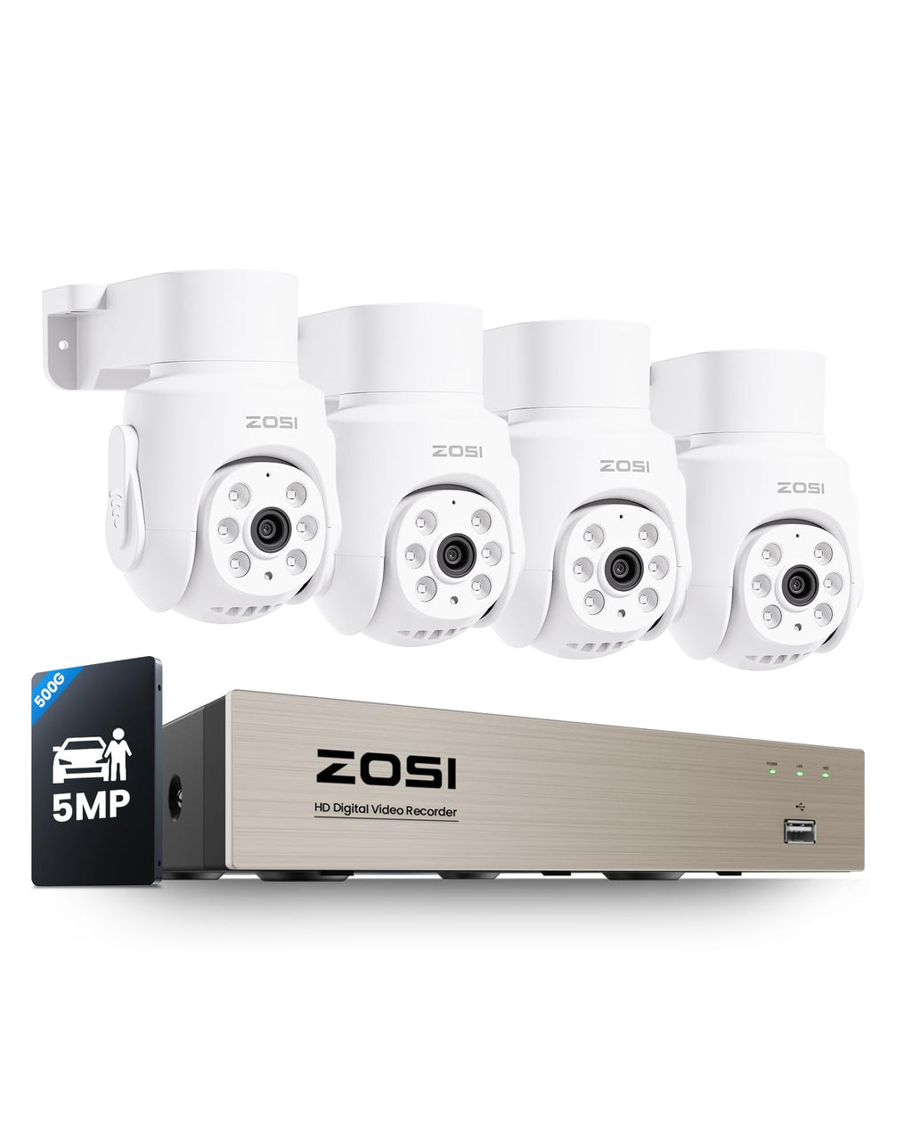 ZOSI 5MP Wired Security Camera System, 8pcs 3K Pan/Tilt Cameras, 1TB HDD