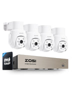 ZOSI 5MP Wired Security Camera System, 8pcs 3K Pan/Tilt Cameras, 1TB HDD