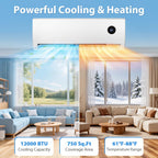 LifePlus Mini Split Air Conditioner, 12000 BTU Ductless Inverter AC/Heating System with Heat Pump, 19 SEER2 Energy Efficient 115V Quiet Ac Unit Up to 750 Sq.Ft with Installation Kit