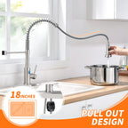 OWOFAN Touchless Pull Down Kitchen Faucet LED Light Brushed Nickel