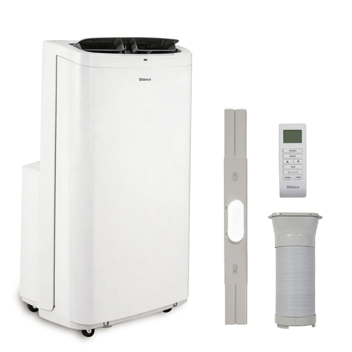 Shinco 14,000 BTU Grey Portable Air Conditioner with Heater up to 700 Sq. Ft, Ac Heater Combo Window Unit, Portable AC Unit with Dehumidifier & Fan, Cools & Heats,Remote Control and Window Kit