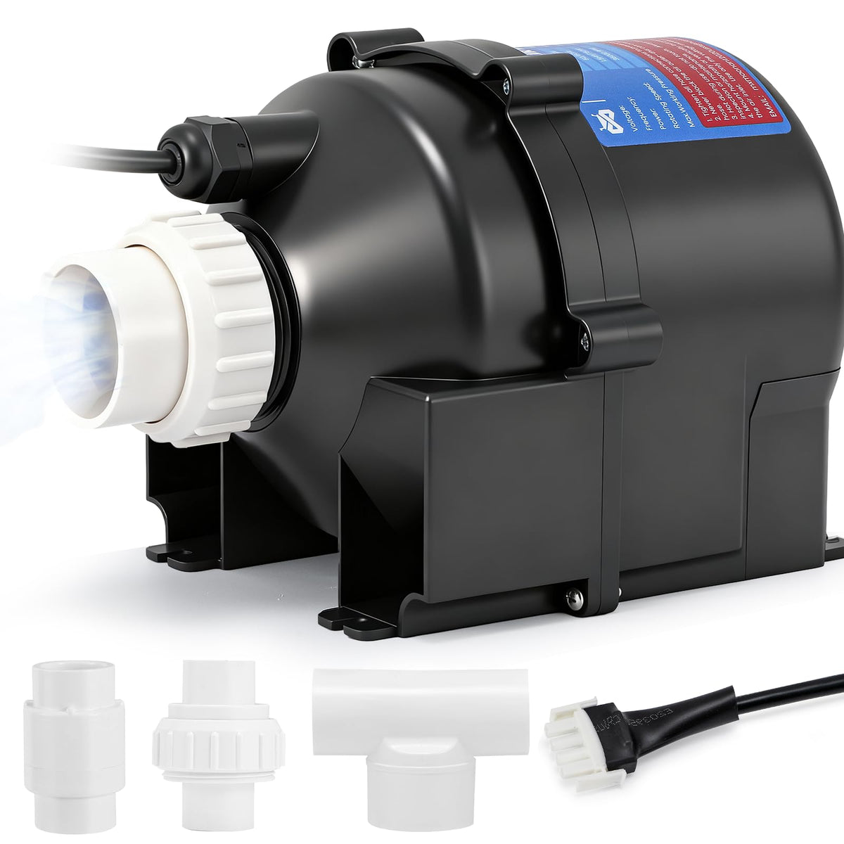 Pedicure Spa Parts REPLACEMENT Sprayer Head/3-way Faucet/Overflow Kit/P-Trap/Spa Led Light/Power Control/Air Button/UPC Hot Cold Hose/Drain Pump (White - Complete Drain Pump Kit)