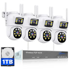 MOVOLS Wireless Security Camera System 5G/2.4G WiFi 8pcs 4MP+4MP Dual Lens Camera System,2K HD PTZ Dome Cameras System with Color Night Version, Motion Detection,2TB HDD, 16CH