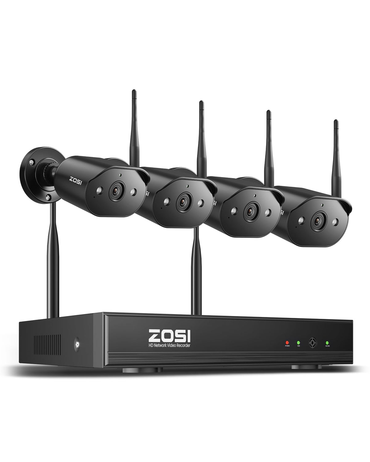 ZOSI 8CH 3MP 2K Wireless Security Camera System Outdoor, 4 x WiFi IP Camera