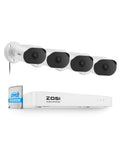 ZOSI 8CH Home Security Camera System with Audio, 4pcs 1080p Cam, 500GB HDD
