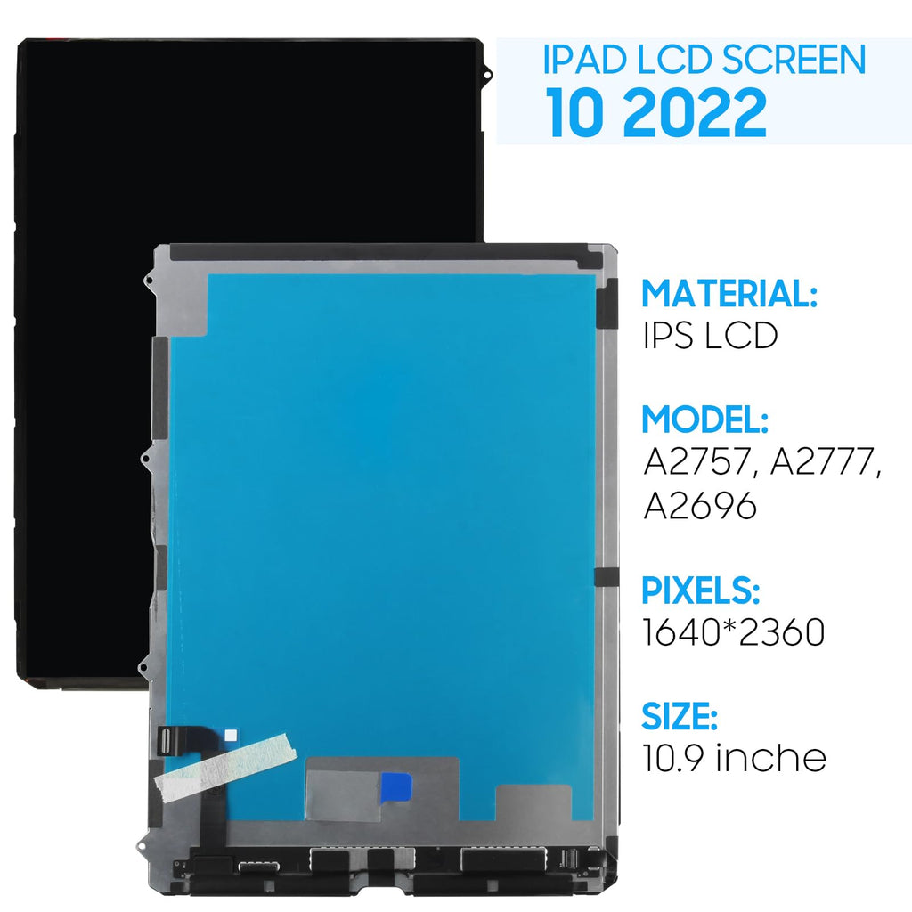 Screen Replacement for iPad 10 2022 A3162, A2757, A2777, A2696,for iPad 10th Gen LCD Display 10.9" with Repair Kits(Touch Screen not Included)