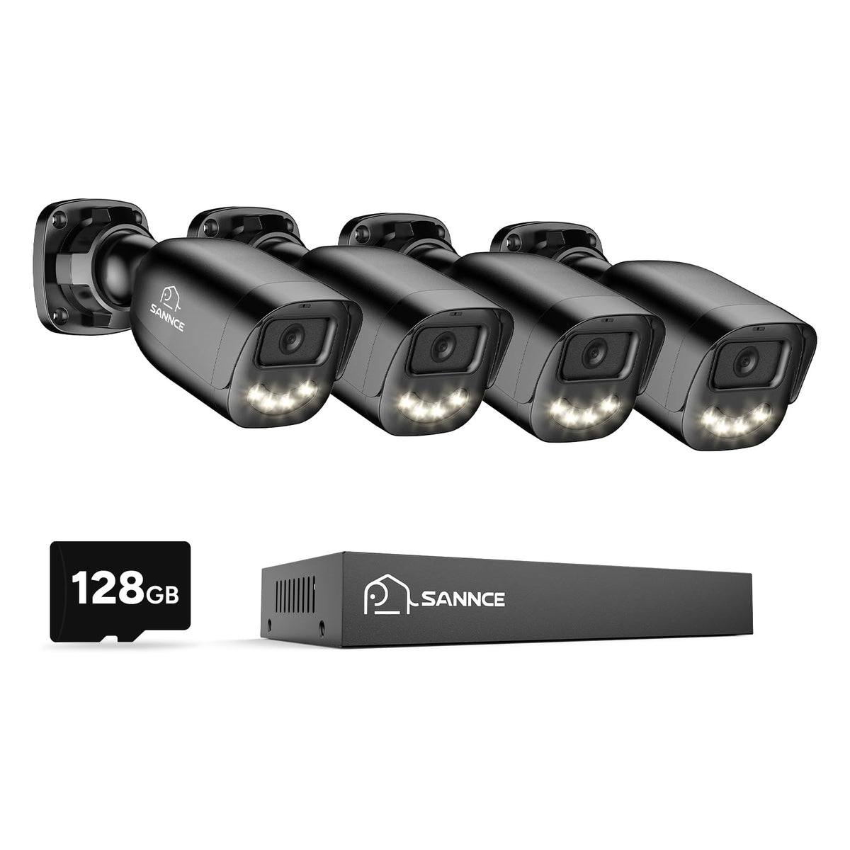 SANNCE 1080P Security Camera System - DVR with 4PCS Cameras(128GB SD Card)