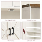 Storage Cabinet with Doors & 2 Drawers, Kitchen Cabinet with Adjustable Shelf, Pantry Cabinets, Bathroom Cabinets, for Living Room, Entryway, Home Office, White