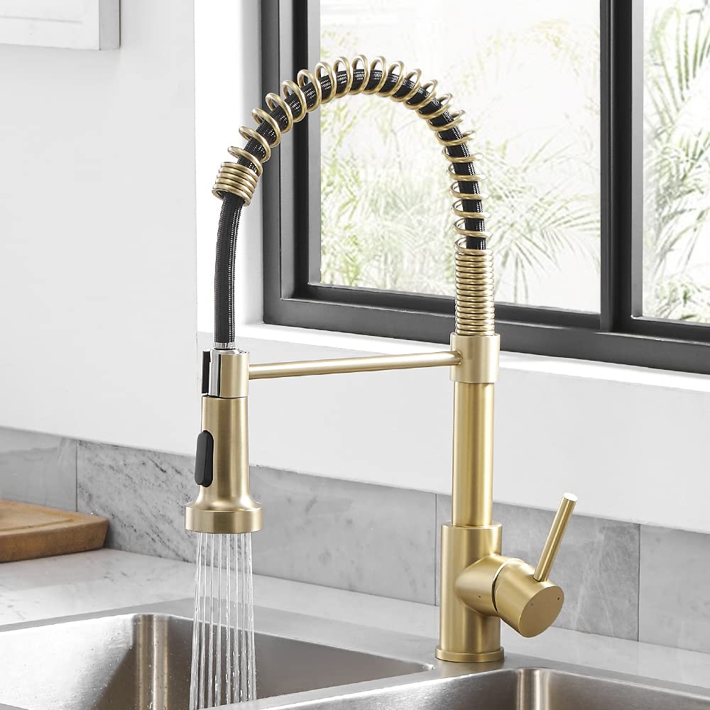 OWOFAN Touchless Pull Down Kitchen Faucet LED Light Brushed Nickel