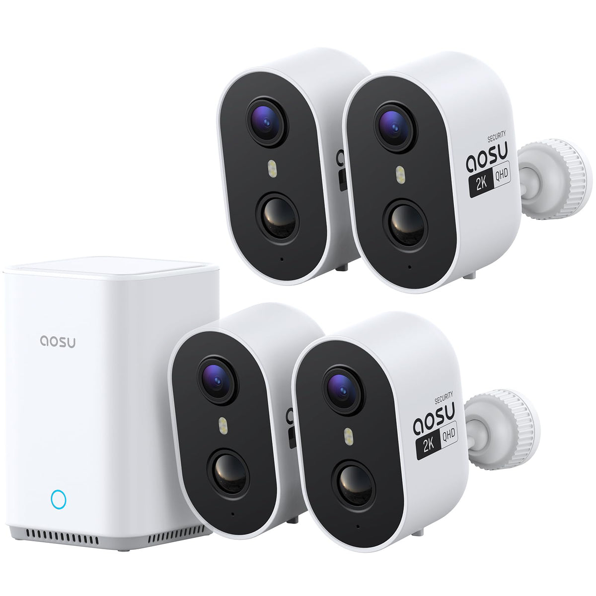 aosu 2K Battery Security Cameras Wireless Outdoor System, 4-Cam-Kit