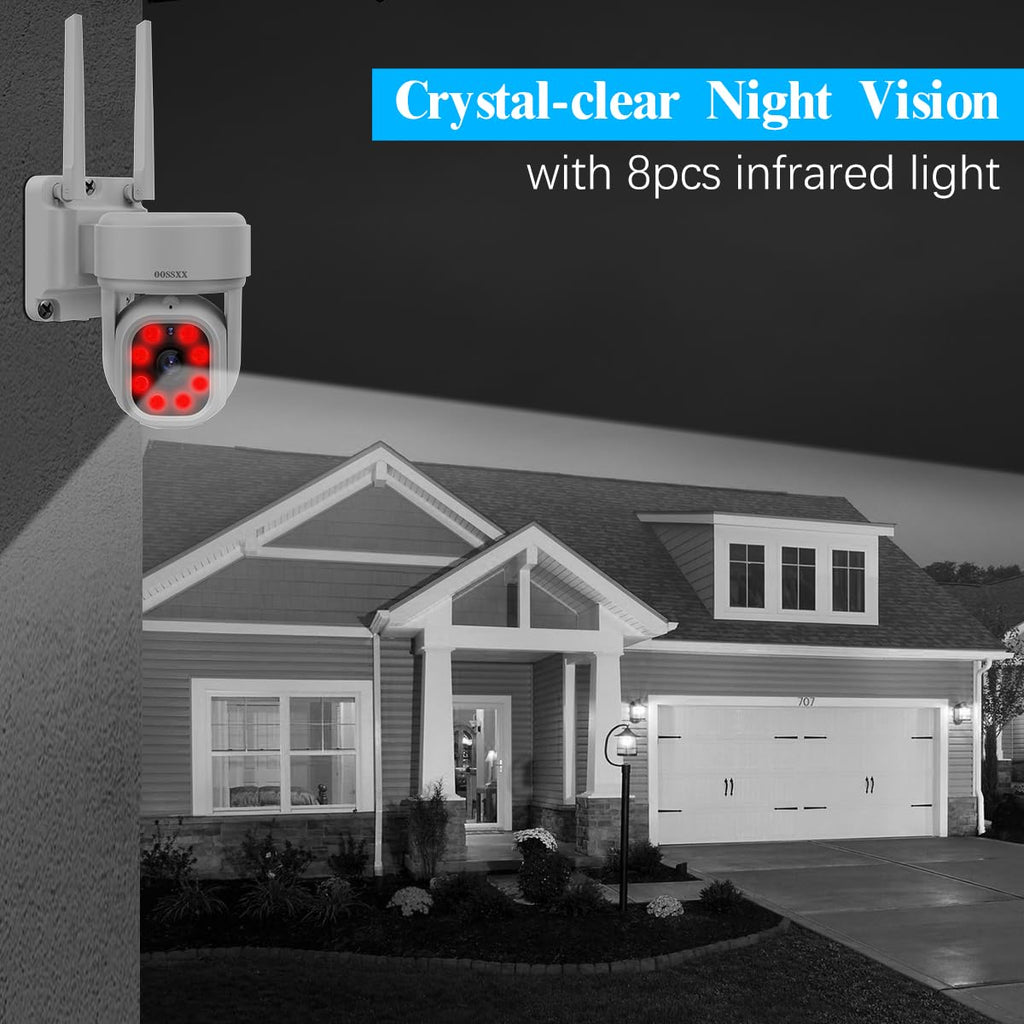 5MP PT Wireless Security Camera System 4Pcs Outdoor Cameras 2TB HDD