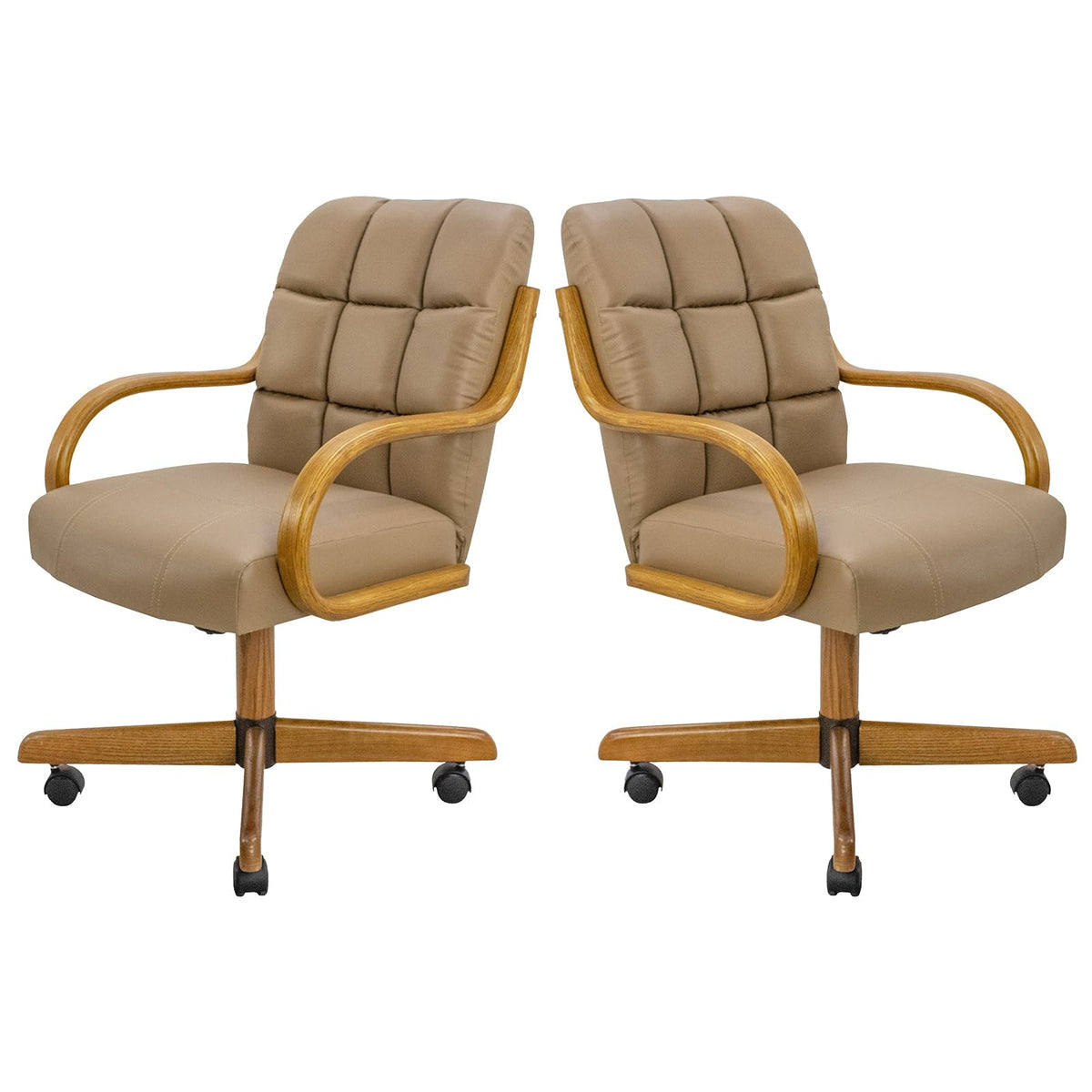 D9520 6pc Swivel Tilt Kitchen Dining Chair - Taupe-Chestnut