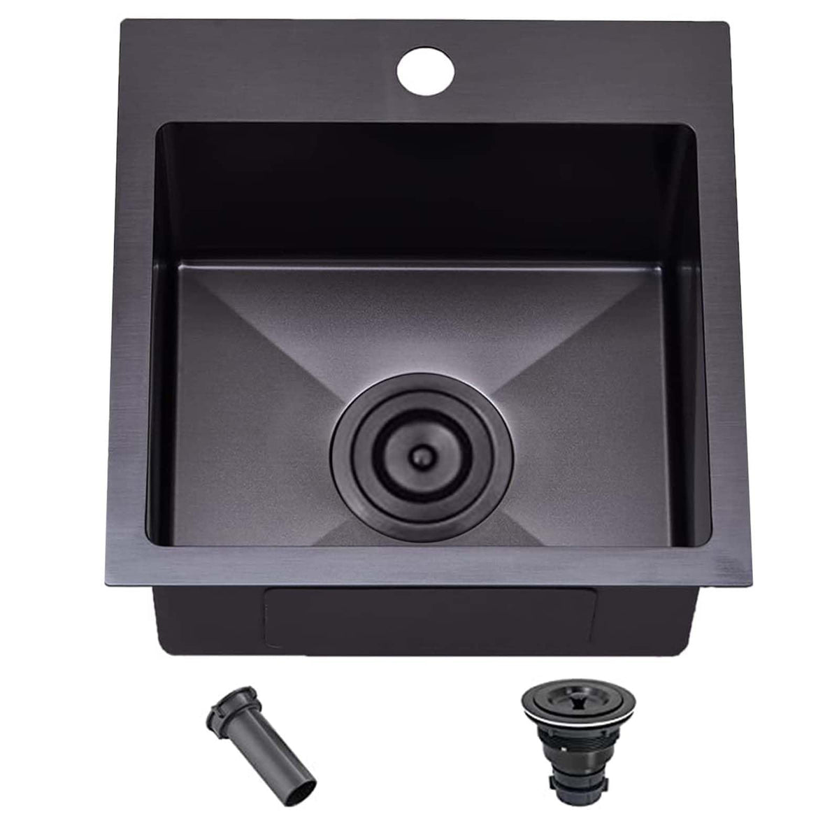 33x22 Black Drop In Kitchen Sink, 33 Inch All In One Topmount Gunmetal Black Stainless Steel Single Bowl Overmount Double Ledges Workstation Sink with Accessories