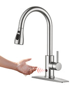 FORIOUS Touch Activated Kitchen Faucets Pull Down Sprayer, Brushed Nickel