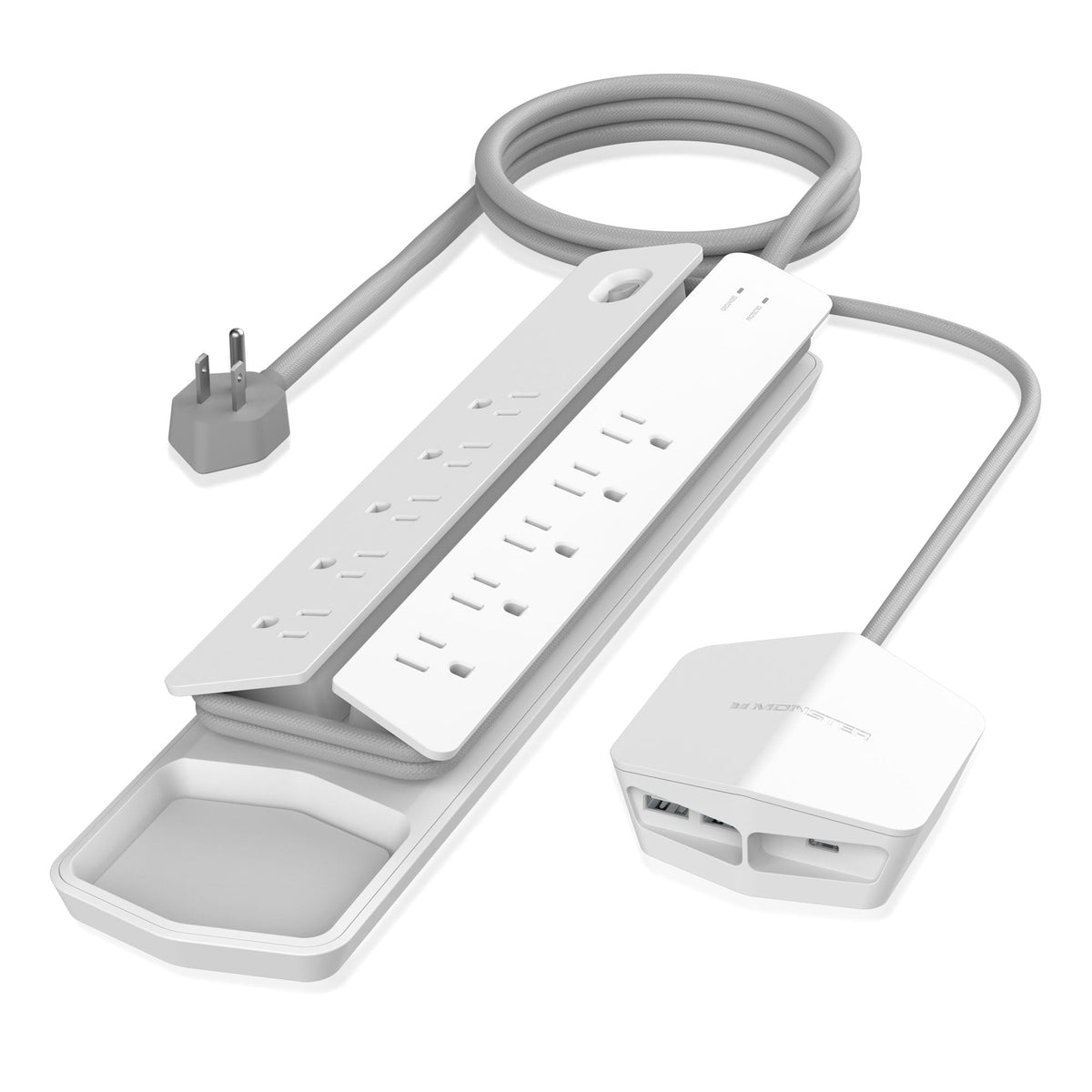 Monster Power Vertex Surge Protector with Detachable USB Power Strip (Black, Power Vertex XL)