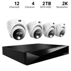 Night Owl 12-Ch Wired DVR System, 4 2K Cams, 2TB HDD, 2-Way Audio