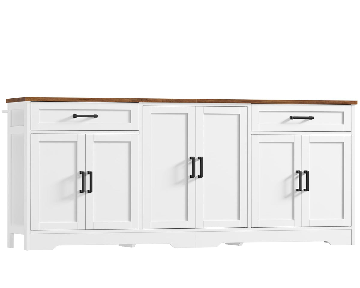 usikey 55" Buffet Cabinet with Storage and Drawers, Large Sideboard Buffet Cabinet with Adjustable Shelves and Doors, Modern Coffee Bar for Kitchen, Living Room, White
