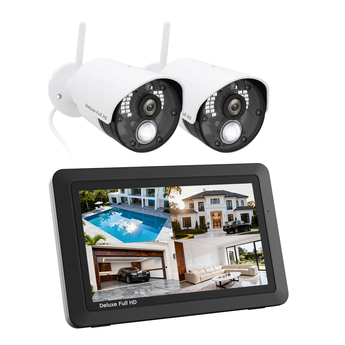 CasaCam Wireless Security Camera Air, 7 inch Monitor, 2 720p Cams, No Fees