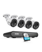 ZOSI 8CH PoE Security Camera System, 5MP NVR with 500GB HDD, 4X 4MP Cameras