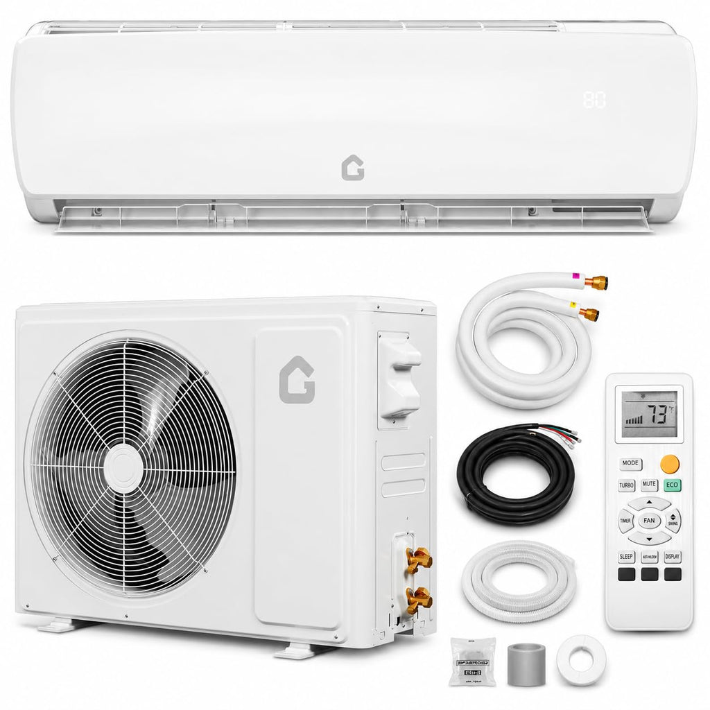 9,000 BTU Mini Split AC Heat Pump, Ductless Air Conditioner & Heater for Bedroom, Quiet Energy-Efficient Cooling & Heating for Rooms Up to 450 Sq.Ft.