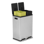 SIMPLI-Magic 21 Gallon (80L) Dual Compartment Kitchen Trash Can - Hands-Free Step Pedal, Soft-Close Lid, Stainless Steel Recycling Bin with Odor Filter (40L + 40L)