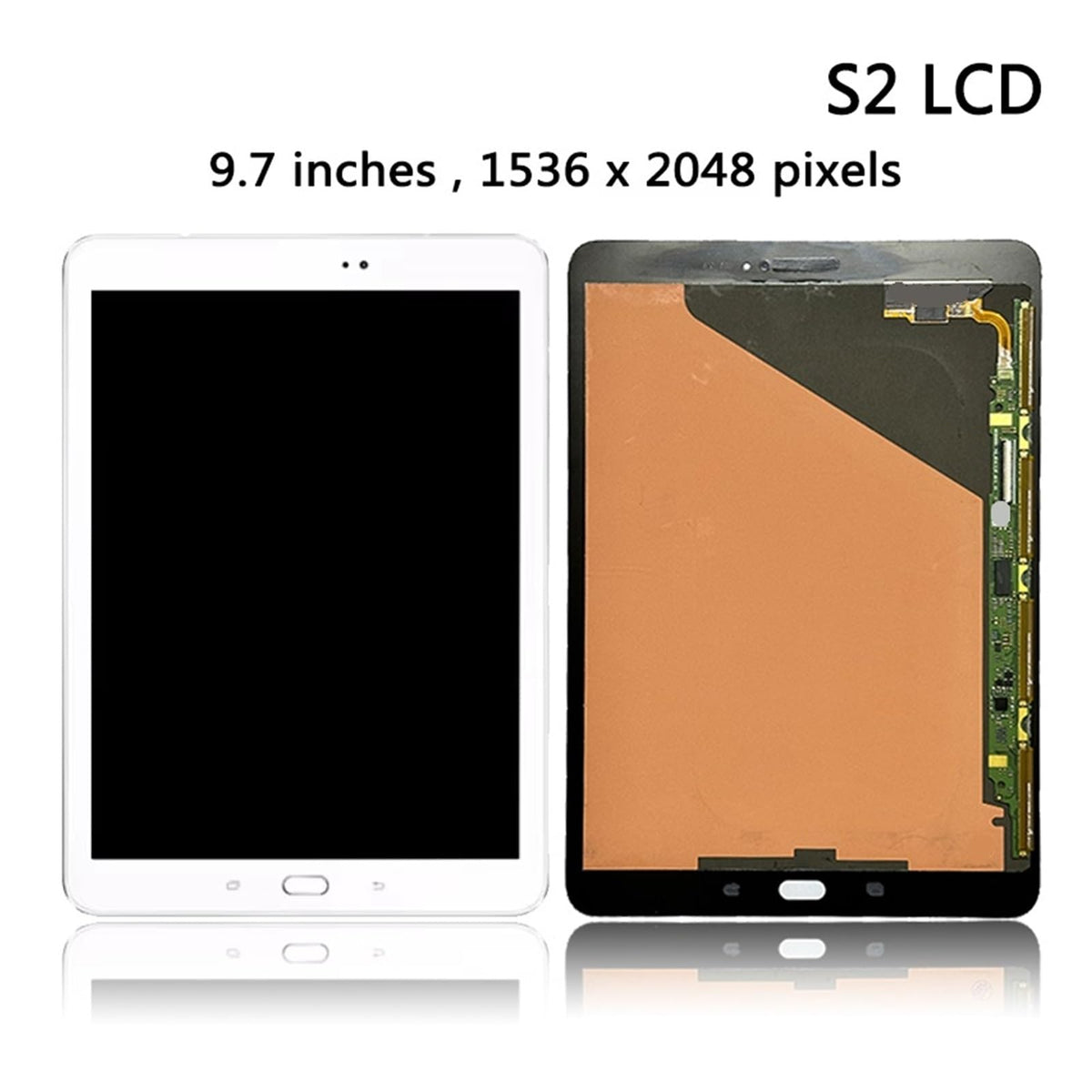 9.7-inch AMOLED Tablet Display LCD Touch Screen Assembly, Compatible for Samsung, Compatible for Tab, S2 T810 T815 T813 T819 Screen Replacement Parts(Black)