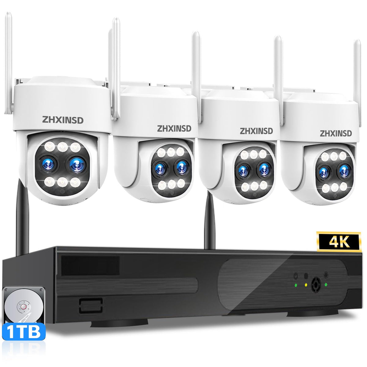 4PCS CCTV Security Camera System with 4K NVR