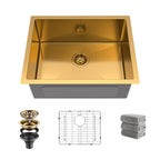 Kitchen Sinks 32x18 Inch Undermount Kitchen Sink Stainless Steel Sink 16 Gauge Single Bowl Set (5 Item Bundle: Sink, Bottom Grid, Drain Assembly, Drain Cap, Towel)