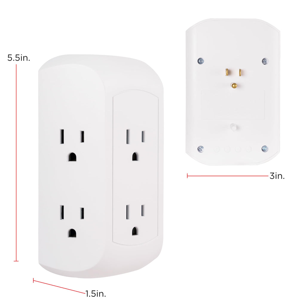 GE Pro 6-Outlet Extender, Surge Protector, Spaced Wall Tap, Side-Access (Pack of 8)