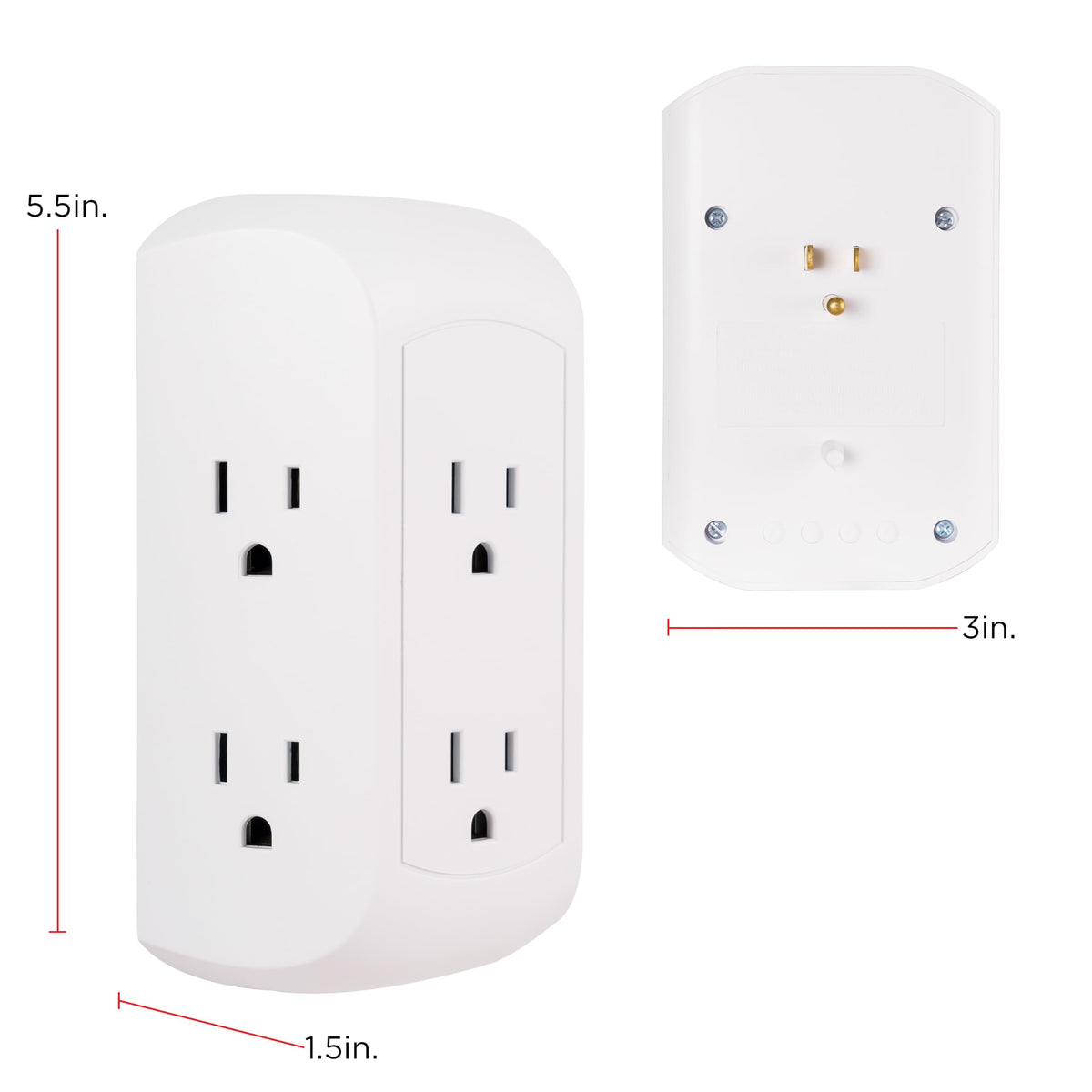 GE Pro 6-Outlet Extender, Surge Protector, Spaced Wall Tap, Side-Access (Pack of 8)