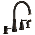 Moen 87042BRB Mediterranean Bronze High Arc Kitchen Faucet with Soap Dispenser