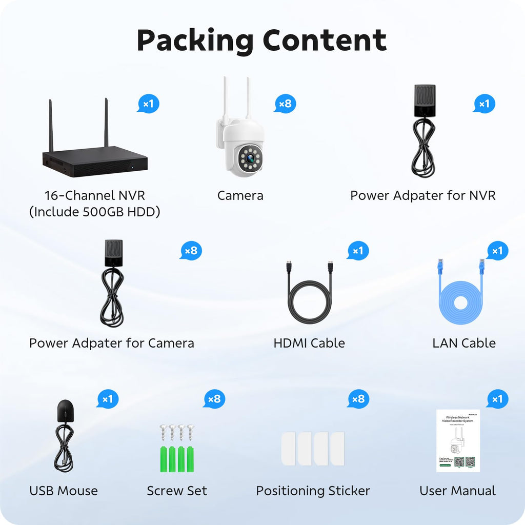 CAMCAMP Home Security Camera System Wireless Outdoor WiFi 5G 24/7 Recording