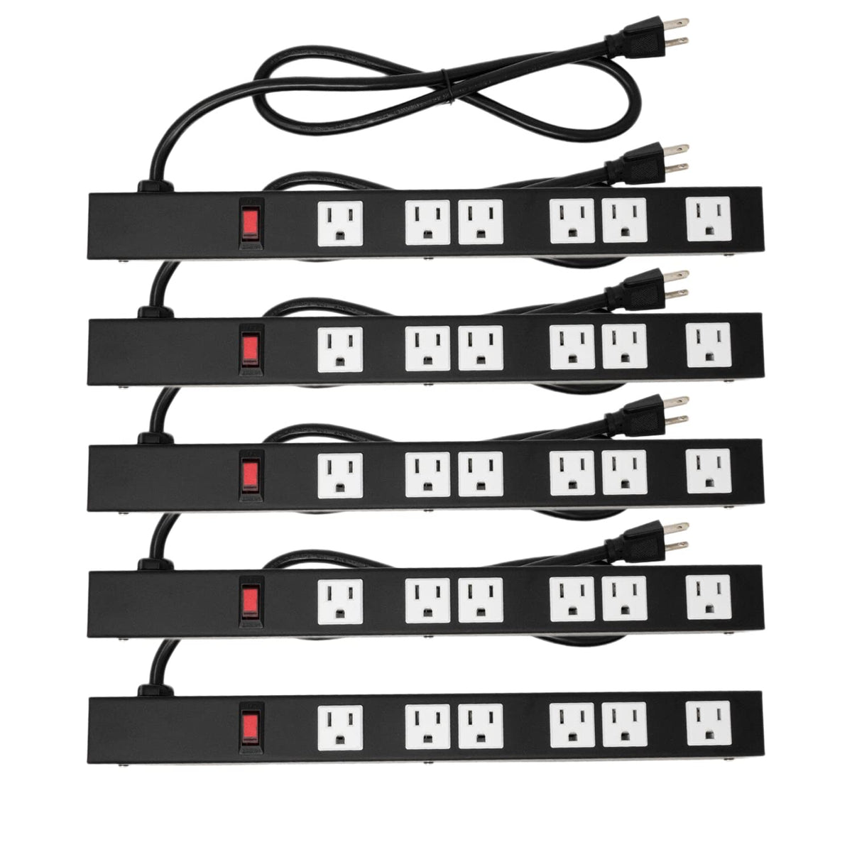5-Pack OT16063 Heavy Duty Metal Surge Protector Power Strip with Mounting Parts 6 White Outlets 3 Feet Power Cord