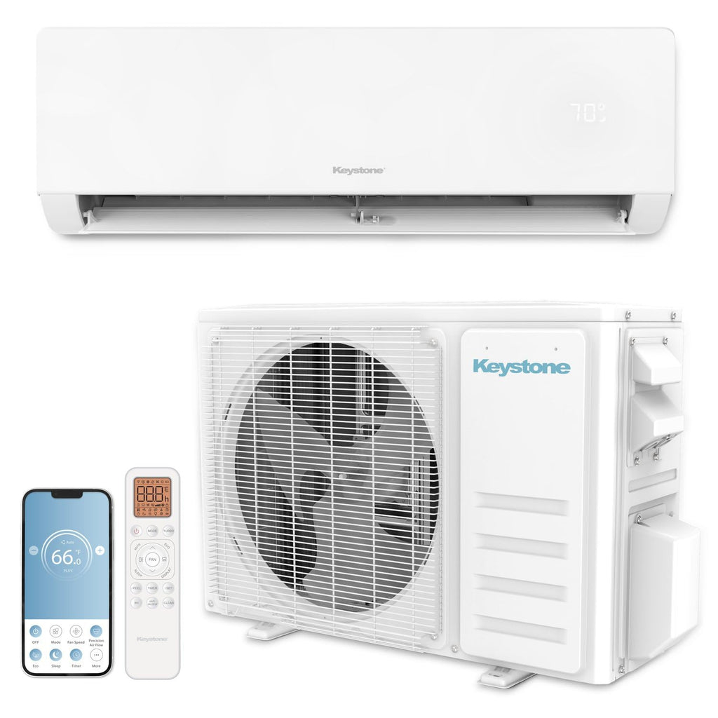 Keystone Core 9,000 Cool/10,000 Heat BTU 115V Mini Split AC, 400 Sq Ft