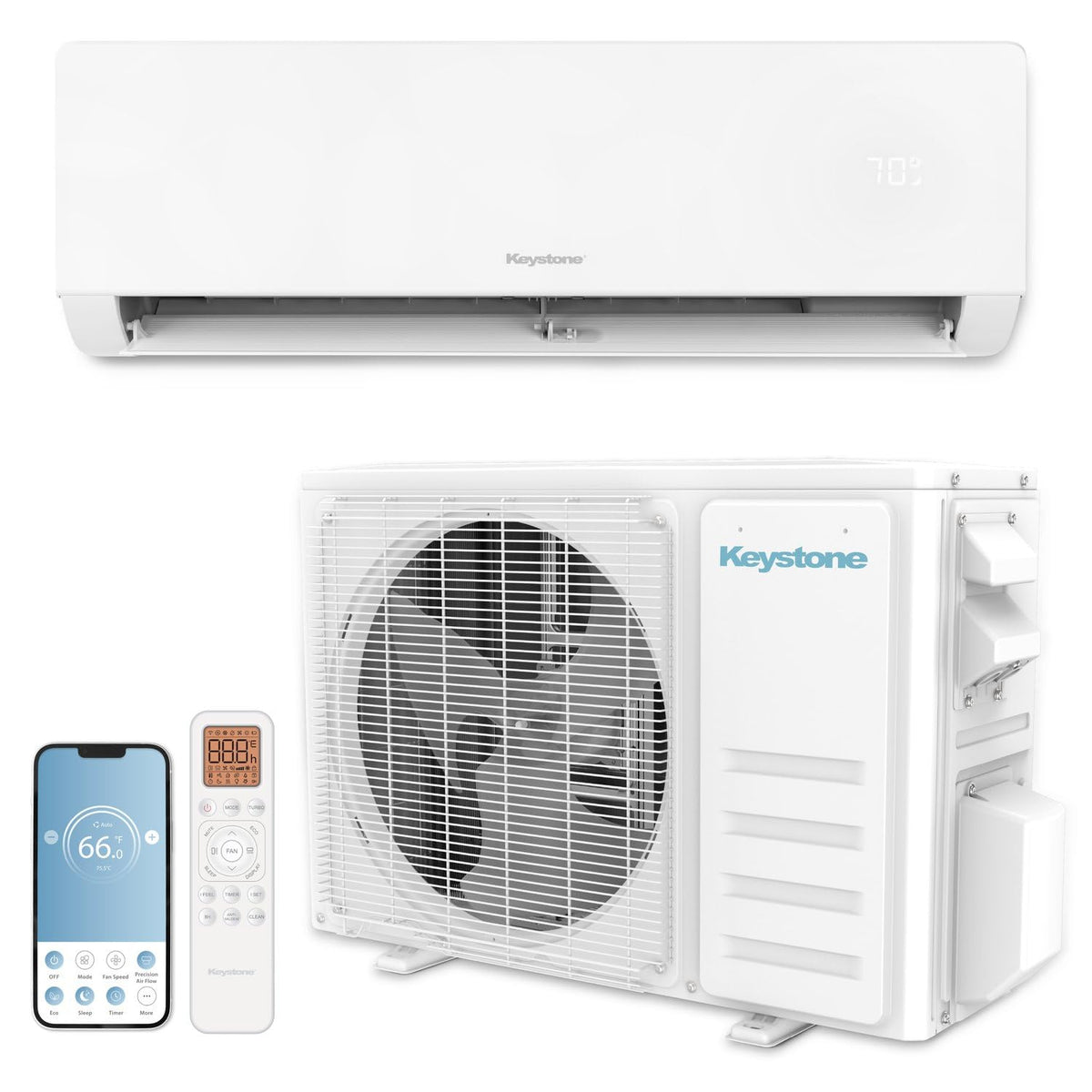 Keystone Core 9,000 Cool/10,000 Heat BTU 115V Mini Split AC, 400 Sq Ft