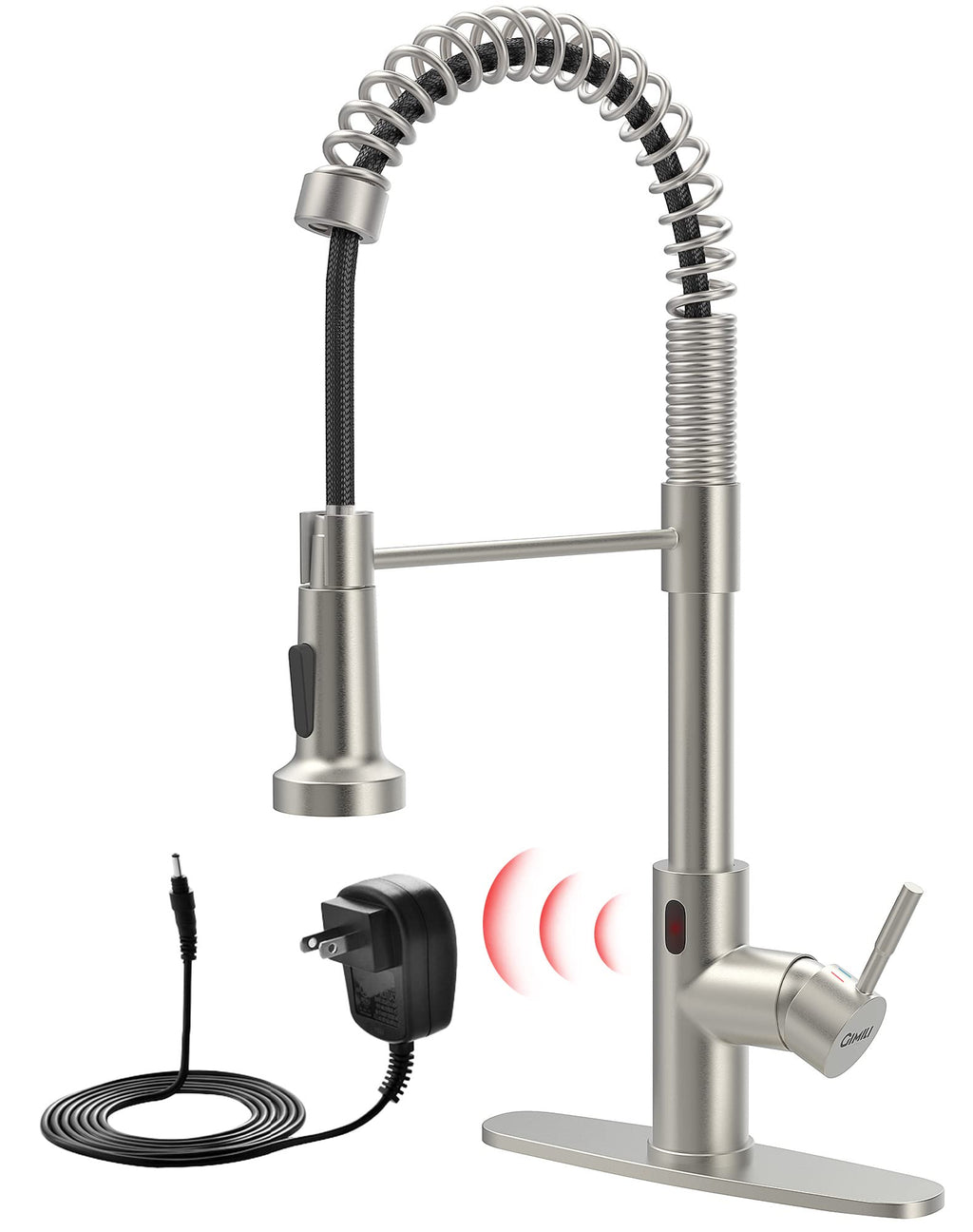GIMILI Matte Black Touchless Kitchen Faucet with Spring Pull Down Sprayer