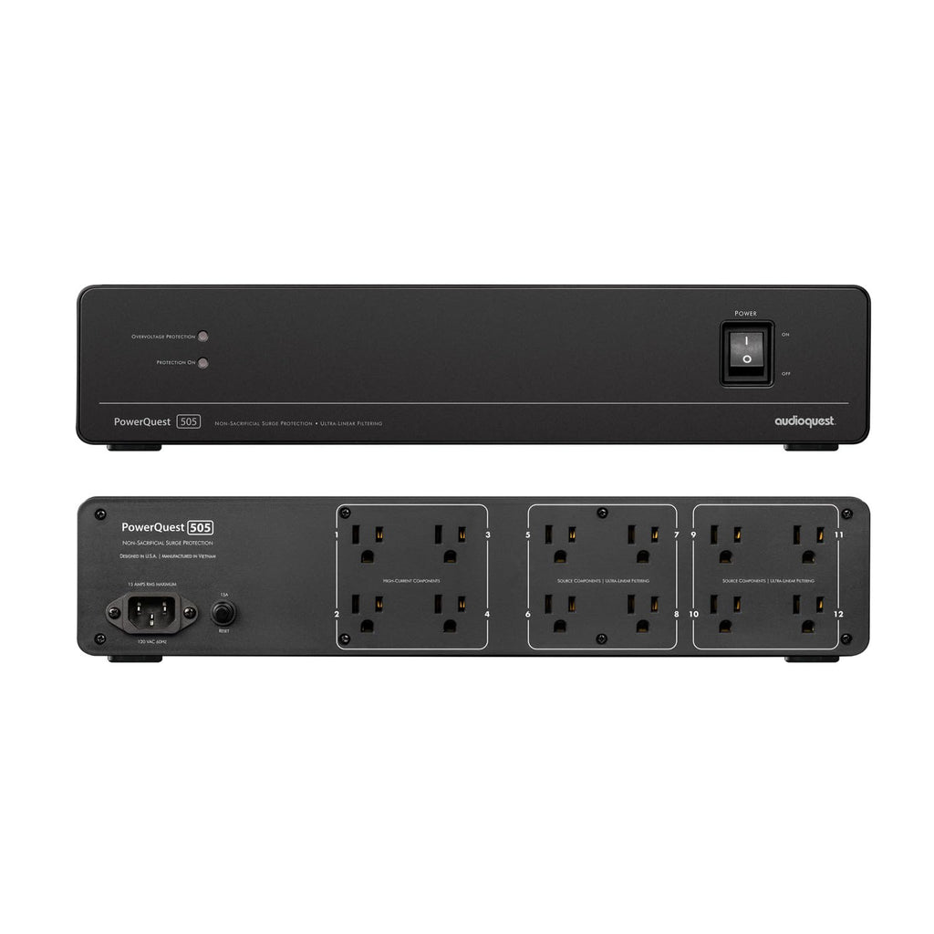 AudioQuest PQ505NA PowerQuest 505 12 Outlet Surge Protector with an AudioQuest NRGY3US01 1.0M Low-Noise AC Power Cable (2023)