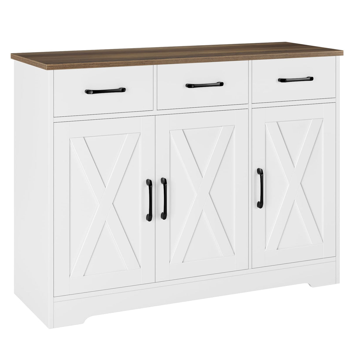 HOSTACK Kitchen Buffet Cabinet with Storage, Sideboard Coffee Bar, White