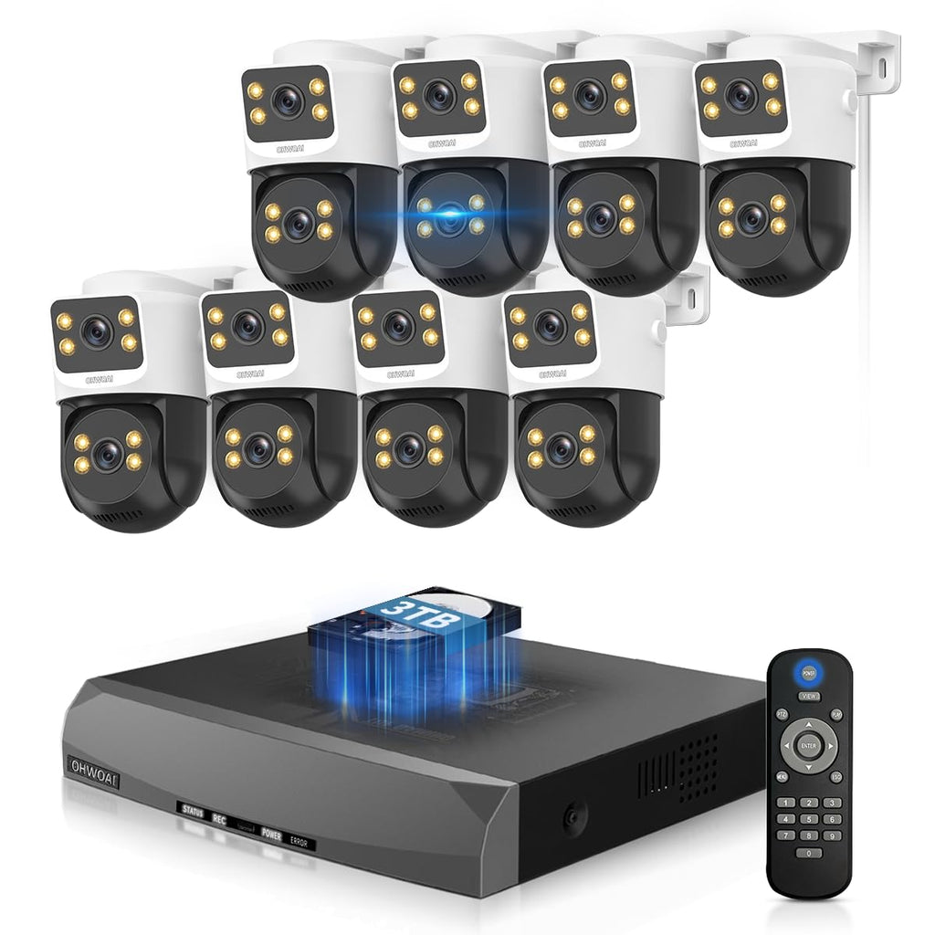 4K PoE Security Camera System Outdoor, Wired PTZ Video Surveillance Systems